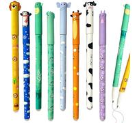 EnixwH 6 Piezas 0,5 MM Punta Boligrafos Bolis Gel Borrable Papeleria Material Escolar con Múltiple Motivos Animales para Niño Notas Diario Uso Escuelas Oficinas Regalos Regreso Clases (Capibara A)