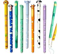 EnixwH 8 Piezas 0,7 MM Punta Boligrafos Borrable Bolis Gel Papeleria | Material Escolar con Múltiple Motivos Animales para Niño Notas Diario Uso Escuelas Oficinas Regalos Regreso Clases (Animal A)