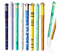 EnixwH 8 Piezas 0,7 MM Punta Boligrafos Borrable Bolis Gel Papeleria | Material Escolar con Múltiple Motivos Animales para Niño Notas Diario Uso Escuelas Oficinas Regalos Regreso Clases (Animal B)