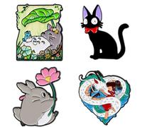 ENIXWH Broche de princesa Mononoke Brooch árbol elfos muñeca gota aceite insignia alfiler pin pin pin regalo Navidad 4 piezas