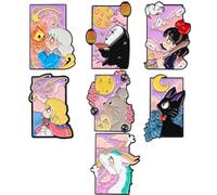 ENIXWH Broche Pins Princesa Mononoke Brooch Árbol Elfos Muñeca Gotas Aceite Insignia Aguja Insignias de Navidad Regalo de Navidad 7 Piezas
