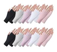 Eniyou 10 Pares Guantes Algodon Guantes Finos de Algodon Guantes Blancos Algodon Diseño Sin Dedos Protección Uv Eficaz Ideales para Diversas Actividades