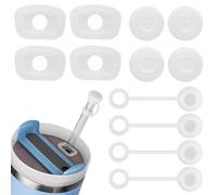 Eniyou 12 Piezas Accesorios Adecuado para Stanley Cup Silicona Tapón a Prueba de Derrames Juego Tapas de Pajitas Silicona Se Adapta a Los Accesorios de Los Vasos Stanley,Se Adapta a Muchas Pajitas