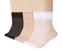 Eniyou 14 Pares Calcetines Transparentes para Mujer Medias Calcetines Mujer Ideal para Tacones Altos Sandalias Zapatillas y Otros Estilos de Calzado Negro Blanco Roto y Nude Talla Única