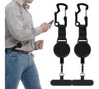 Eniyou 2Pcs Correa Retractil Movil Cordon Retractil Movil Antirrobo Movi-l Diseño Antirrobo Seguro Adecuado Ideal para Esquí, Pesca, Ciclismo y Senderismo,Extensible 60cm