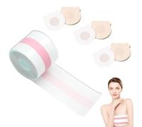 Eniyou Boob Tape Cinta Adhesiva Pecho Sujetador 5 cm X 5 m Tiras Adhesivas para Sujetar el Pecho Booby Tape Pegatinas Sujetador con 30 Pieza Pegatinas de Leche para Copas A - E