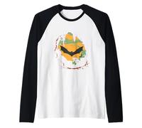 Enjambre de murciélagos de Halloween Aterrador Camiseta Manga Raglan
