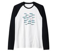 Enjambre de Pescado Nadar contra los Peces Corriente Camiseta Manga Raglan