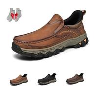 Enjerr Orthopedic Shoes Men, 2025 New Men's Orthopedic Comfortable Hands-Free Genuine Slip On Loafers, Breathable (Light Brown,45)