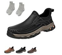 Enjerr Orthopedic Shoes Men, 2025 New Men's Orthopedic Comfortable Hands Loafers, Arch Support, Non Slip (Black,47)