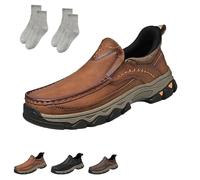 Enjerr Orthopedic Shoes Men, 2025 New Men's Orthopedic Comfortable Hands Loafers, Arch Support, Non Slip (Brown,46)