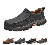 Enjerr Orthopedic Shoes Men - Arch Support, 2025 New Hands-Free Slip On Loafers, Arch Support Genuine Leather Casual Shoes (Grey,48)
