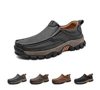 Enjerr Orthopedic Shoes Men, Men's Slip-On Orthopedic Hands-Free Genuine Leather Slip on Loafers, for Men Travels (Gray,42)