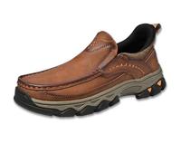 Enjerr Orthopedic Shoes Men, New Men's Comfortable Casual Genuine Leather Slip on Loafers, for Man (49,Light Brown)