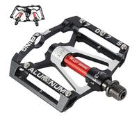 ENJOHOS Pedales de Bicicleta 3 Cojinetes Sellados 9/16" Antideslizante CNC Aluminio Ligero Pedal Ancho Pedal Ancho Plano Antideslizante Pedales de Bicicleta para MTB,Bicicleta de Carretera,Negro