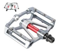 ENJOHOS Pedales de Bicicleta 3 Rodamientos Sellados 9/16" Antideslizante CNC Aluminio Ligero Pedal Ancho Pedal Ancho Plano Antideslizante Pedales de Bicicleta para MTB,Bicicleta de Carretera,Plata
