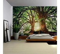 ENJOHOS Tapiz de bosque con árbol natural, tapiz extragrande para colgar en la pared, tapiz para dormitorio, sala de estar, decoración interior y exterior, decoración del hogar (90 pulgadas de largo x