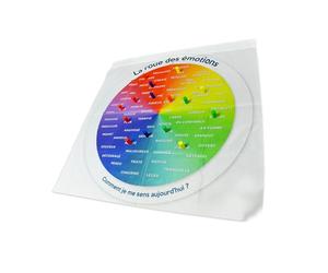 ENJOY ART - Rueda grande de las emociones para adultos y niños, + 25 peones, herramienta pedagógica y coaching para gestión de emociones en grupo, desarrollo personal y gestión - Formato 80 x 80 cm