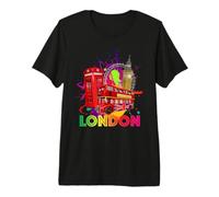Enjoy Cool Colorful London UK tee Shirts, London Landmarks Camiseta Premium