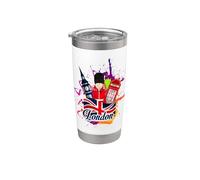 Enjoy Cool Colorful London UK Tee Shirts, London Landmarks Vaso térmico de acero inoxidable de doble pared