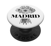 Enjoy Cool Floral Madrid Spain with Flower Bouquet Graphic PopSockets PopGrip Adhesivo