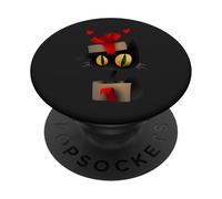 Enjoy Cool Funny Christmas Black Cat in Gift Box Graphic Fun PopSockets PopGrip Adhesivo