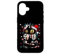 Enjoy Cool Funny Cute Christmas Black Cat Novelty Graphic Carcasa para iPhone 16