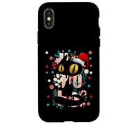 Enjoy Cool Funny Cute Christmas Black Cat Novelty Graphic Carcasa para iPhone X/XS