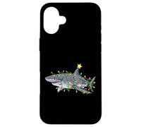 Enjoy Cool Funny Wild Shark In Christmas Decorated Tree Fun Carcasa para iPhone 16 Plus