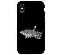 Enjoy Cool Funny Wild Shark In Christmas Decorated Tree Fun Carcasa para iPhone X/XS