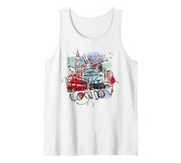 Enjoy Cool London Sketch Drawing Illustration Graphic Design Camiseta sin Mangas