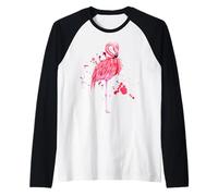 Enjoy Cool Summer Beach Sun with Pink Flamingo Graphic Cute Camiseta Manga Raglan