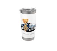 Enjoy Cool Teddy Bear With Classic Car Graphic Designs Fun Vaso térmico de acero inoxidable de doble pared