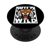 Enjoy Cool Wild Wild Tiger Illustration Graphic Design Style PopSockets PopGrip Adhesivo