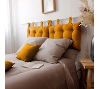 Enjoy Home - Cabecero de Cama Liso de algodón y Patas abotonadas, algodón Certificado Oeko Tex, Lavable a Mano, 70 x 45 cm, Mostaza, 4 Patas para Colgar la cabecera, poliéster, colección Panamá