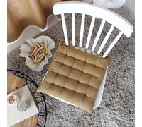 Enjoy Home, cojín de Silla Gruesa, Cuadrado, 38 x 38 cm, Amarillo Ocre, cojín de Silla de algodón, Cierre con Nudos, cojín para Asiento cómodo, colección Cambria