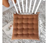 Enjoy Home, cojín de Silla Gruesa, Cuadrado, 38 x 38 cm, café, cojín de Silla de algodón, Cierre con Nudos, cojín para Asiento cómodo, colección Cambria