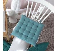 Enjoy Home, cojín de Silla Grueso, Cuadrado 38 x 38 cm, Azul Glaciar, cojín de Silla de algodón, Cierre con Nudos, cojín para Asiento cómodo, colección Cambria