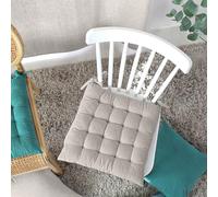 Enjoy Home, cojín de Silla Grueso, Cuadrado 38 x 38 cm, Beige Lino, cojín de Silla de algodón, Cierre con Nudos, cojín para Asiento cómodo, colección Cambria