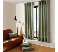 Enjoy Home - Cortina Panamá - 8 Ojales Plateados, diámetro 4 cm, 100% algodón, Tejido con Certificado Oeko-Tex - 135 x 240 cm - Color Arcilla