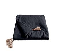 Enjoy Home - Edredón Gris Oscuro con 4 Pompones de Yute, 90 x 190 cm, 100% algodón, Certificado Oeko-Tex - Colección Panamá