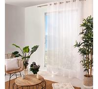 Enjoy Home - Visillo Blanco de Gran Anchura, 240 x 240 cm, 12 Ojales Plateados, diámetro 4 cm, 100% poliéster Arenado, colección arenada