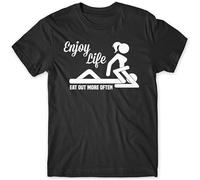 Enjoy Life Eat out More Often Mens Funny T-Shirt Black S