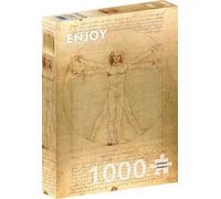 ENJOY Puzzle de 1000 Piezas - Vitruvian Man de Leonardo Da Vinci - Acabado Mate, Tacto Suave, Robustas y Únicas, Ajuste Apretado, Colores Vivos, Servicio de Reemplazo