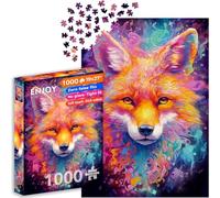 ENJOY Puzzle Ilustración abstracta de salpicaduras de retrato de zorro rojo, rompecabezas de 1000 piezas para adultos, acabado mate, tacto suave, fácil de montar, ajuste apretado, colores vivos