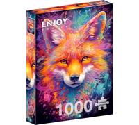 ENJOY Puzzle Ilustración abstracta de salpicaduras de retrato de zorro rojo, rompecabezas de 1000 piezas para adultos, acabado mate, tacto suave, fácil de montar, ajuste apretado, colores vivos