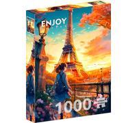 ENJOY Puzzle Ilustración de primavera de la Torre Eiffel de París, 1000 piezas para adultos, acabado mate, tacto suave, fácil de montar, ajuste apretado, colores vivos, servicio de piezas faltantes