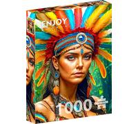 ENJOY Puzzle Retrato de estilo de cultura tradicional de mujer nativa, rompecabezas de 1000 piezas para adultos, acabado mate, tacto suave, fácil de montar, ajuste apretado, colores vivos, servicio de