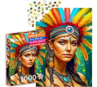 ENJOY Puzzle Retrato de estilo de cultura tradicional de mujer nativa, rompecabezas de 1000 piezas para adultos, acabado mate, tacto suave, fácil de montar, ajuste apretado, colores vivos, servicio de