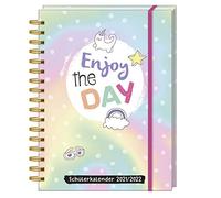 Enjoy the Day! Agenda escolar 2021/2022: 2 con más de 200 pegatinas, marcapáginas y bolsillo